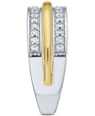 Men's Diamond Triple Row Band (1/2 ct. t.w.) in 10k Two-Tone Gold
