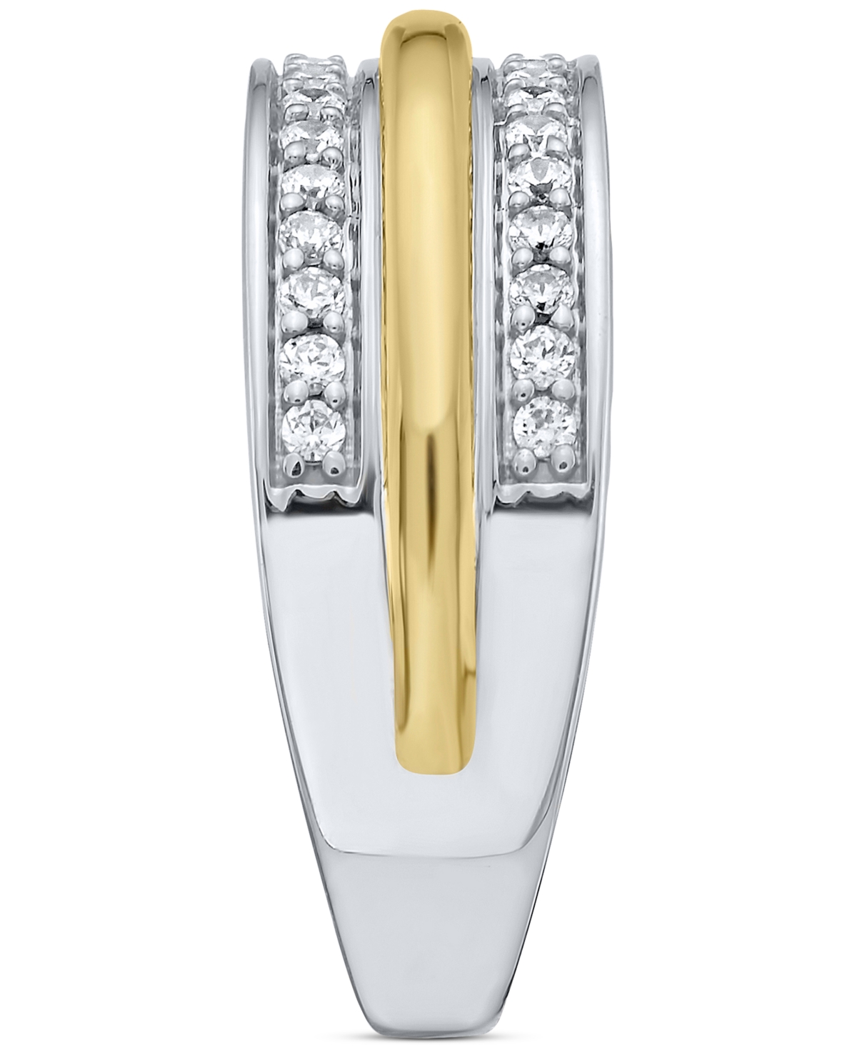 Macy's Men's Diamond Triple Row Band (1/2 Ct. T.w.) In 10k Two-tone Gold In Brown