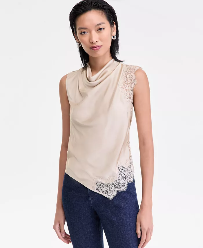 Women's Lace-Trim Cowl-Neck Sleeveless Top - thumbnail 4