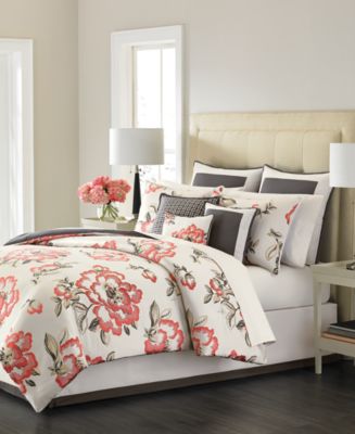 CLOSEOUT! Martha Stewart Collection Peony Blossom 9-Piece Bedding Sets, Only at Macy&#39;s - Bed in ...