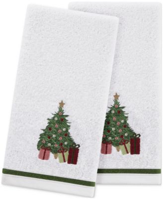 Holiday Christmas Tree Turkish Cotton 2-Pc. Hand Towel Set, 16&amp;quot; x 28&amp;quot;