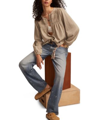 Women's Peasant Button Down Blouse