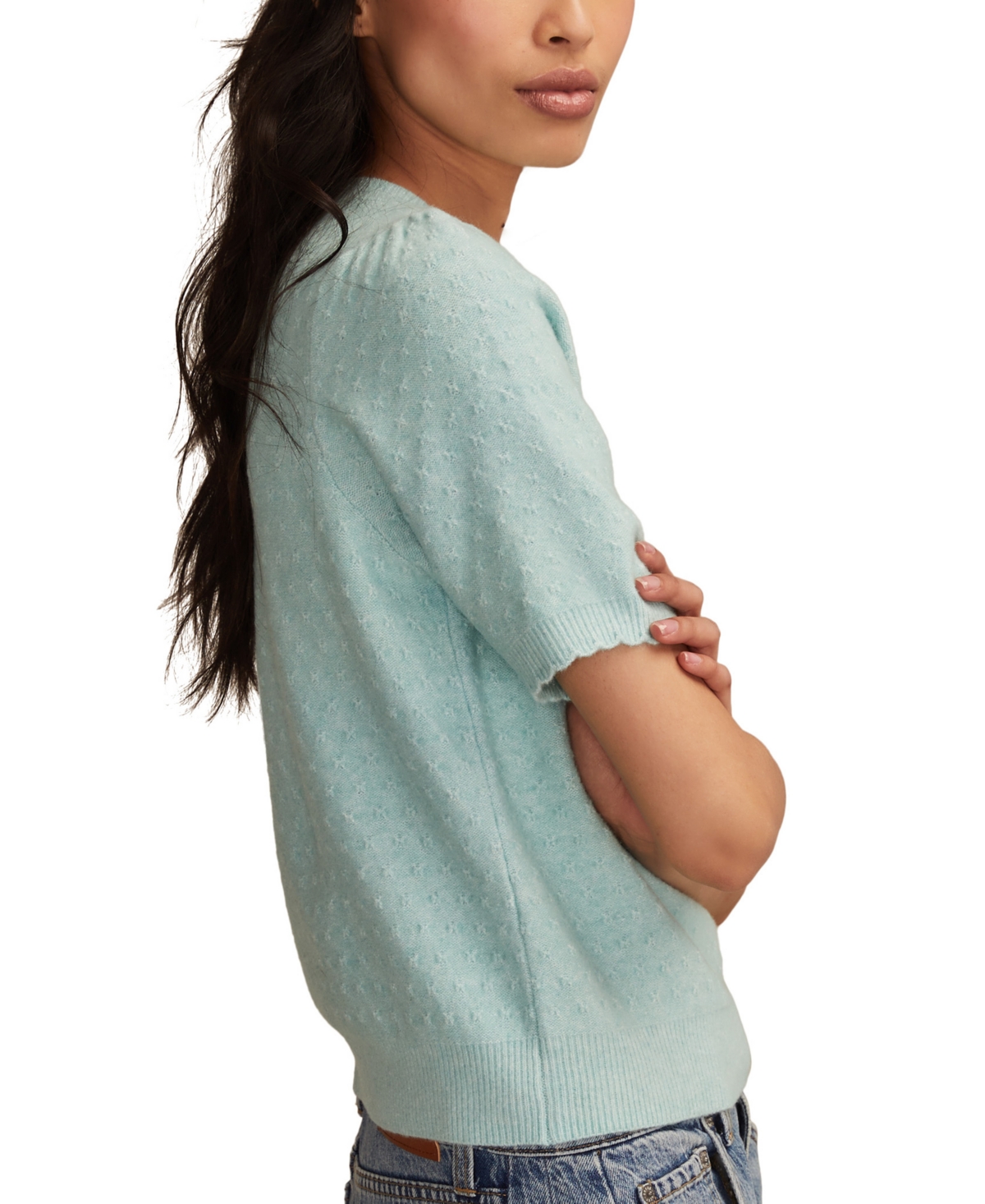 Lucky Brand Women's Cloud Soft Puff Sleeve Sweater T-shirt In Blue