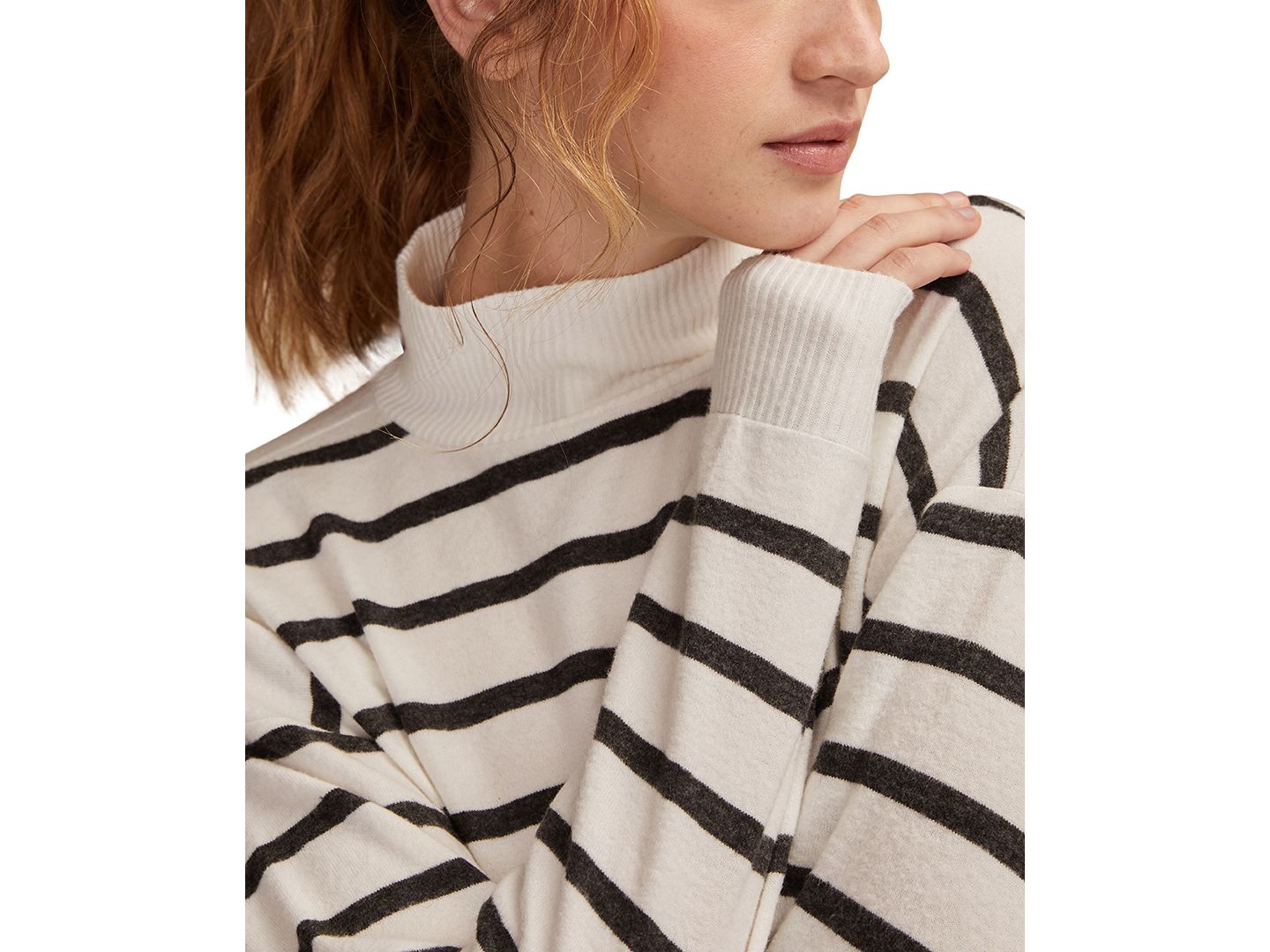 Женский топ Lucky Brand Cloud Mock Neck, цвет: Чёрный / Кремовый — фото 2