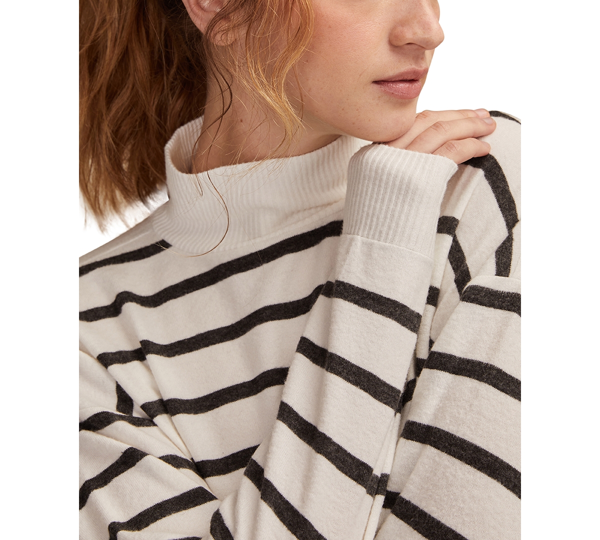 Lucky Brand Cloud Stripe Mock Neck Knit Top