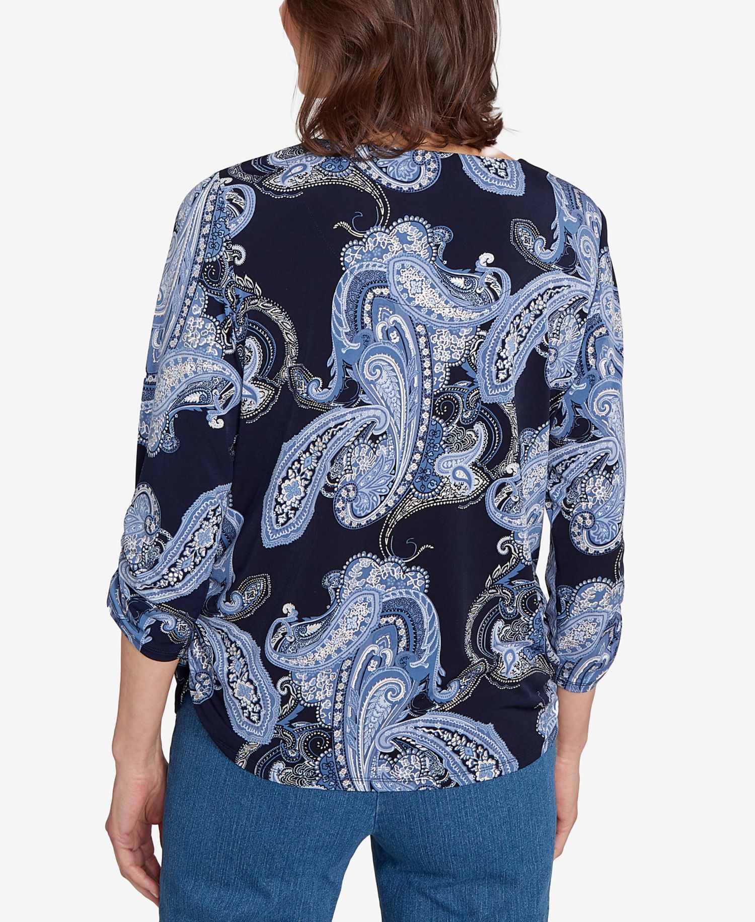 Women's Classic Puff Print Paisley Gold Foil Top