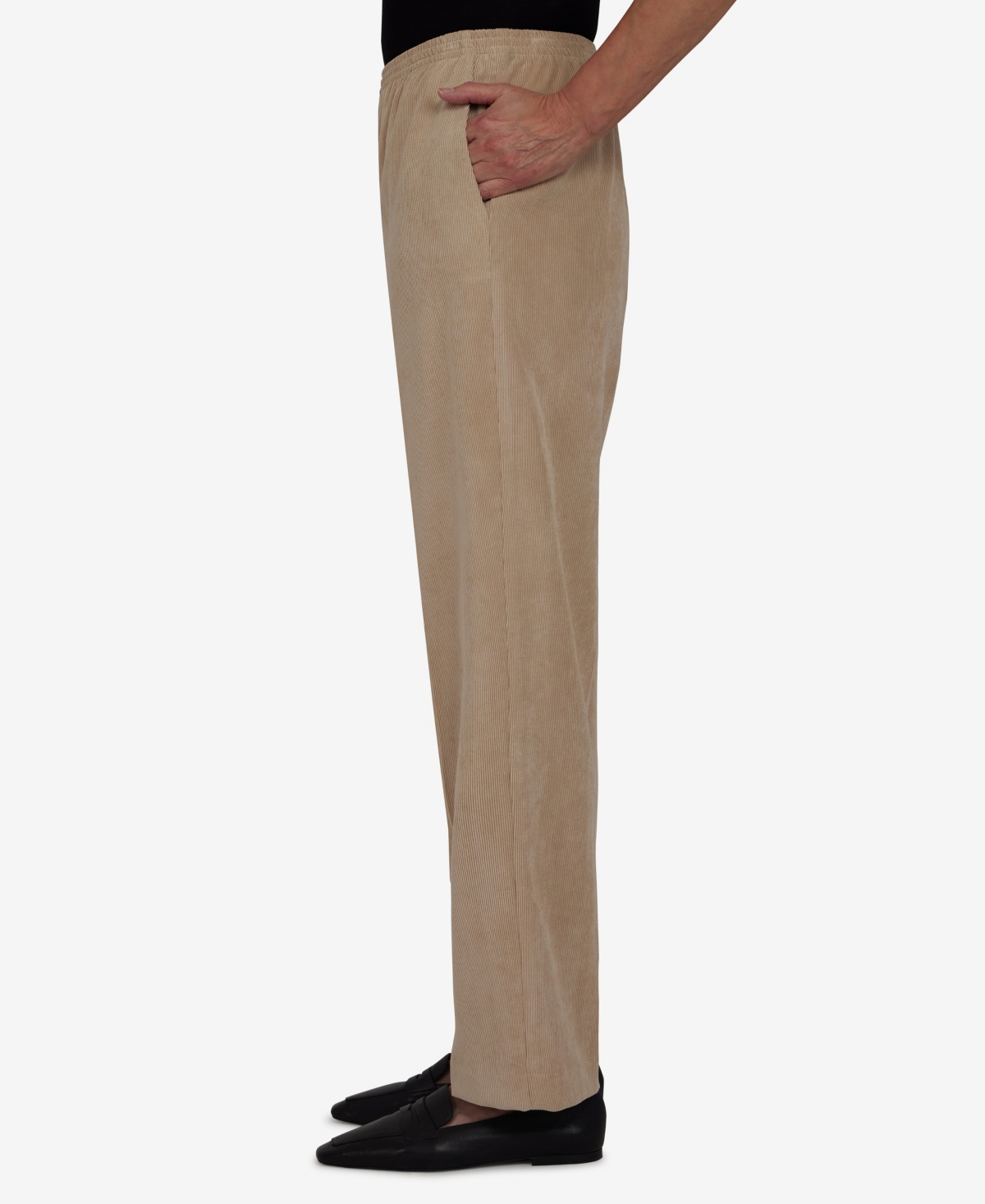 Alfred Dunner Women's Classic Corduroy Elastic Waist Medium Length Pants In Brown