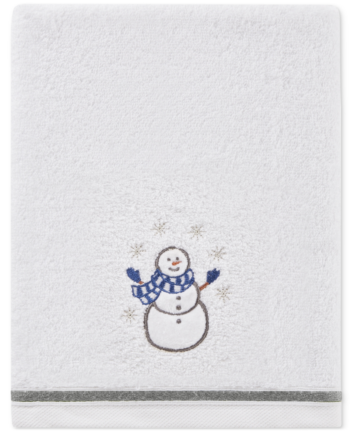 Decor Studio Holiday Snowman Turkish Cotton 2-pc. Hand Towel Set, 16" X 28" In White