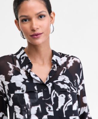 Women's Printed Long-Sleeve Blouse, Macy's Exclusive