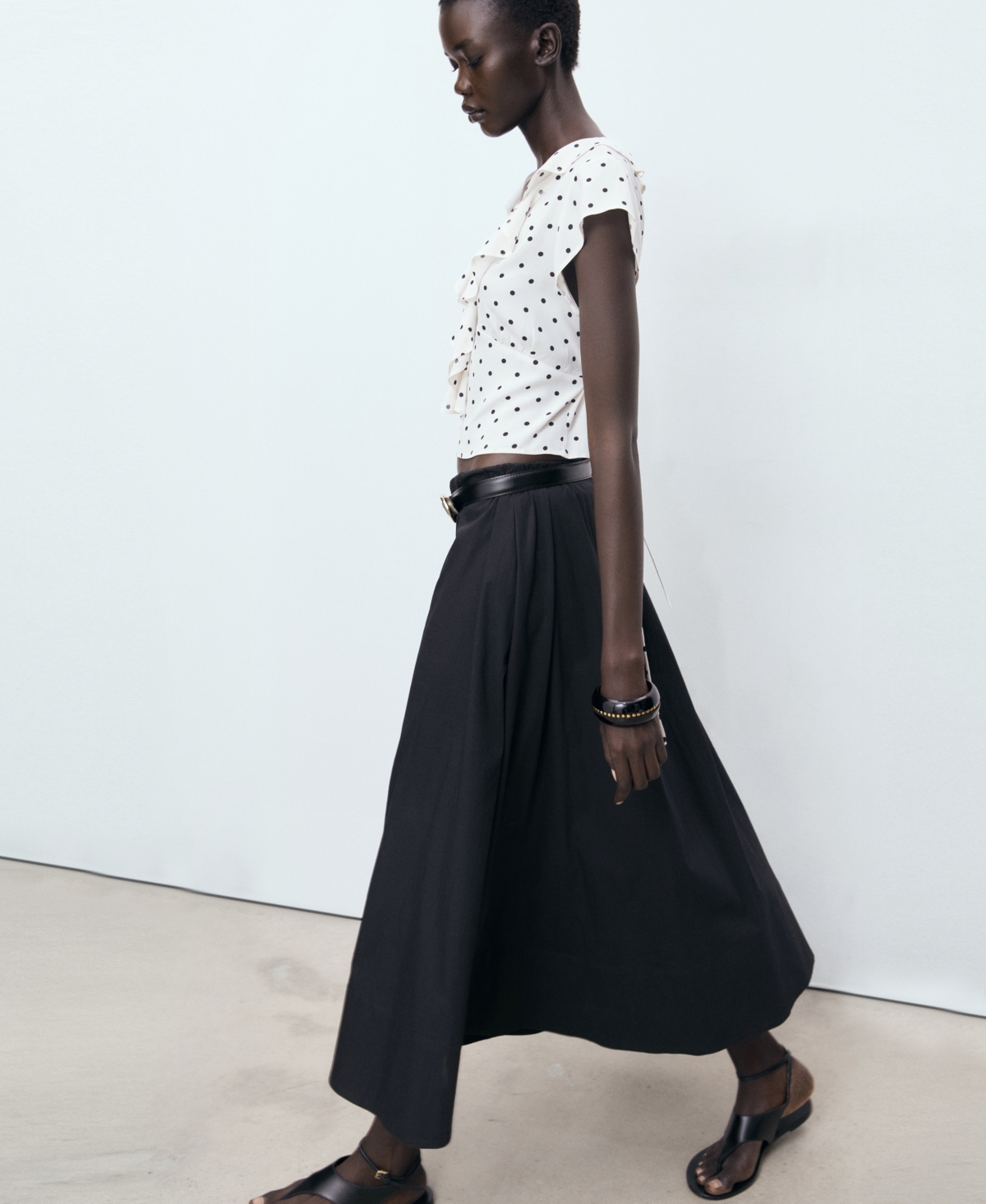 Mango Polka-dot Blouse With Ruffles Off White In White