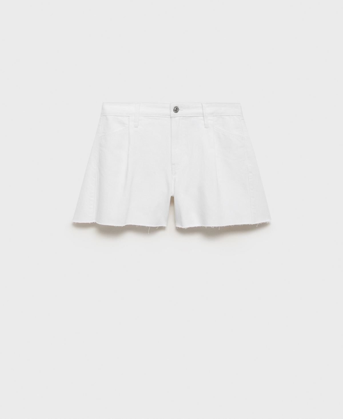 Mango Women's Frayed Hem And Pleats Denim Shorts In White