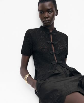 Women's Crochet Toggle Button Cardigan