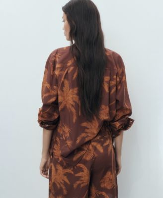 Women's Palm Print Cotton Shirt