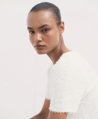 Women's Short-Sleeved Boucle Cardigan