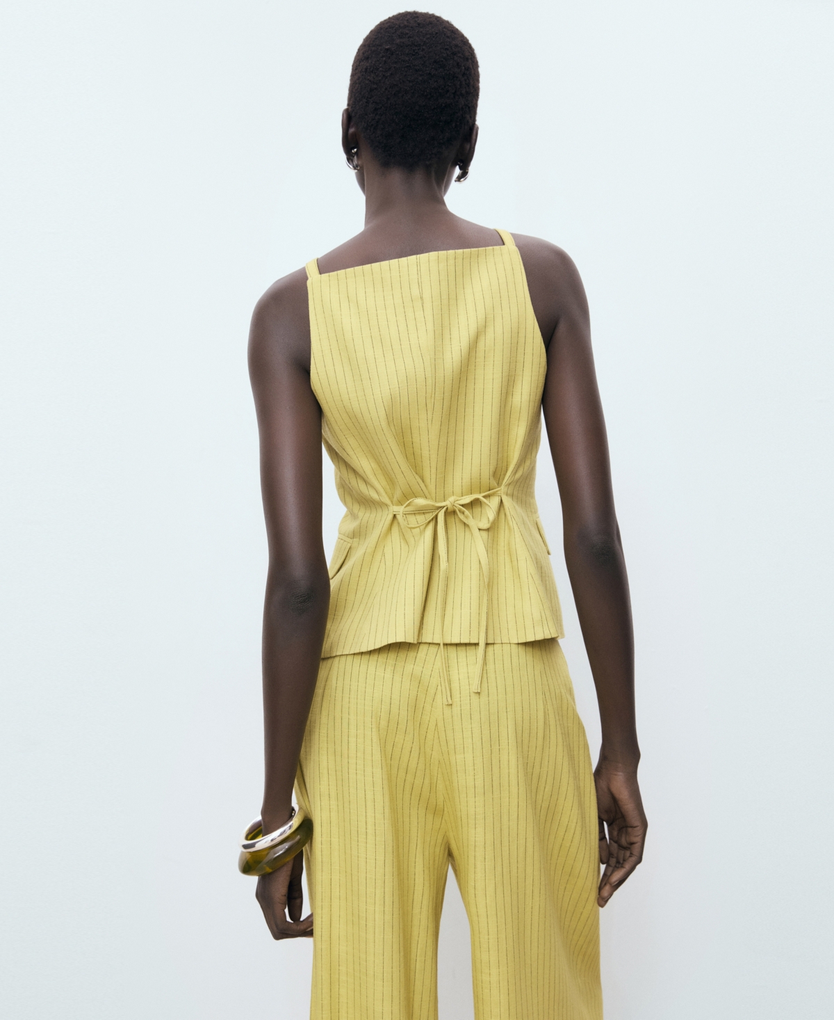 Mango Luca Stripe Vest In Yellow