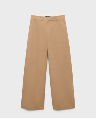 Women's Mid-Rise Wide Leg Cotton Pants