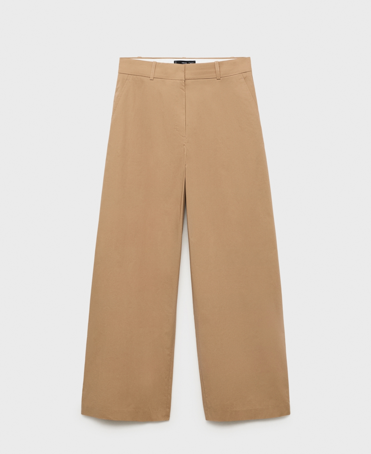 Mango Stretch Cotton Wide Leg Pants In Brown