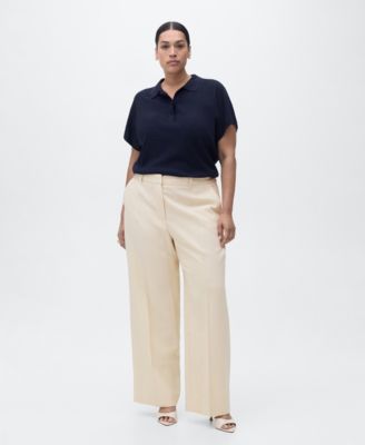 MANGO - Women's Straight Mid-Rise Pants