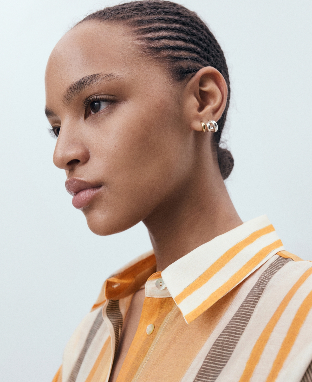 Mango Striped Button-up Shirt In Orange