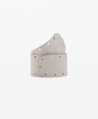MANGO - Women's Eyelets Detail Leather Belt