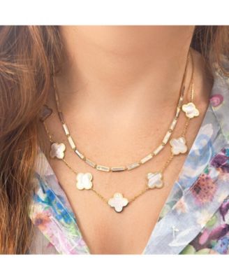The Lovery Large Mother of Pearl Clover Necklace 14K Gold - Macy's