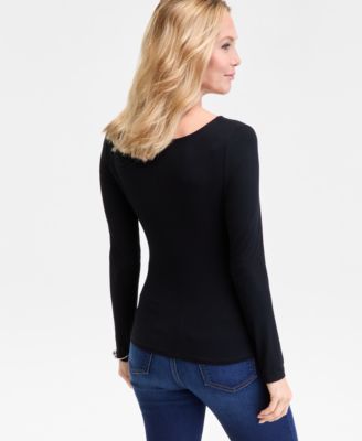 Women's Shirred-Front Long-Sleeve Top, Macy's Exclusive