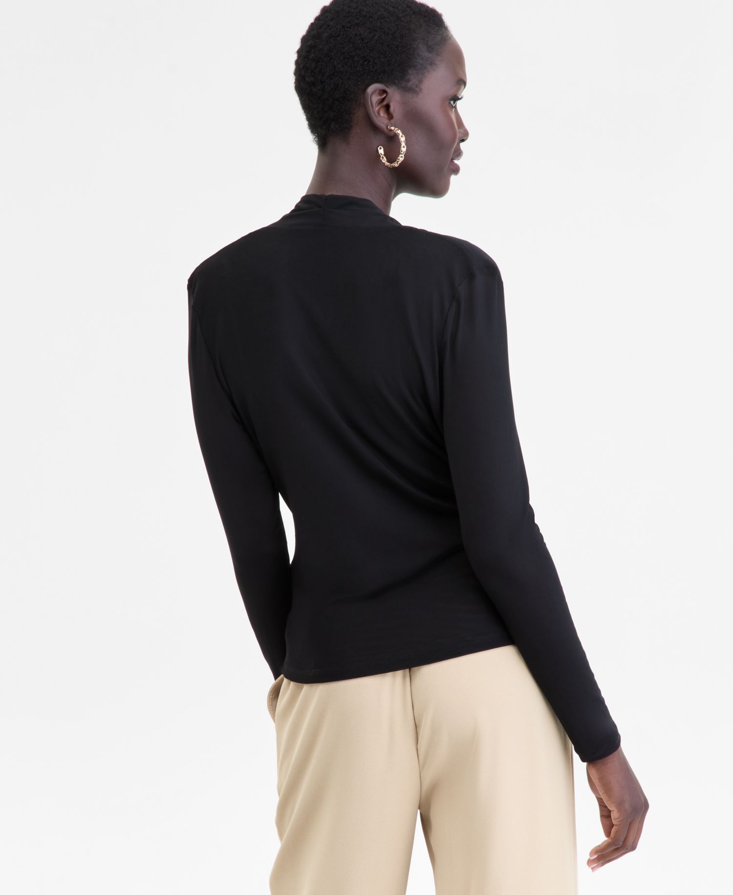 Women's Printed Mesh Surplice-Neck Top