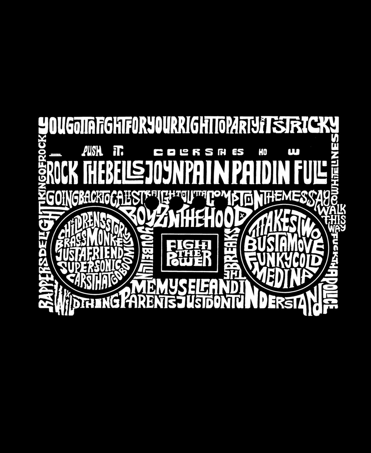 Plus Size Greatest Rap Hits Of The 1980's Word Art T-Shirt