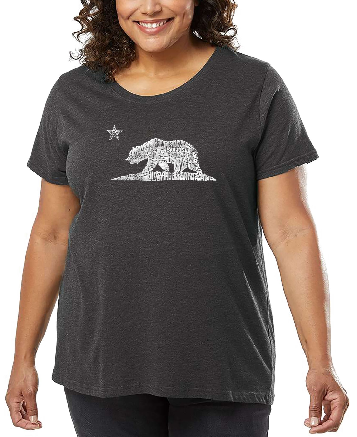 Plus Size California Bear Word Art T-Shirt