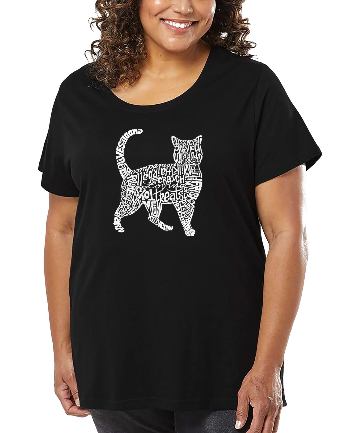 Plus Size Cat Word Art T-Shirt