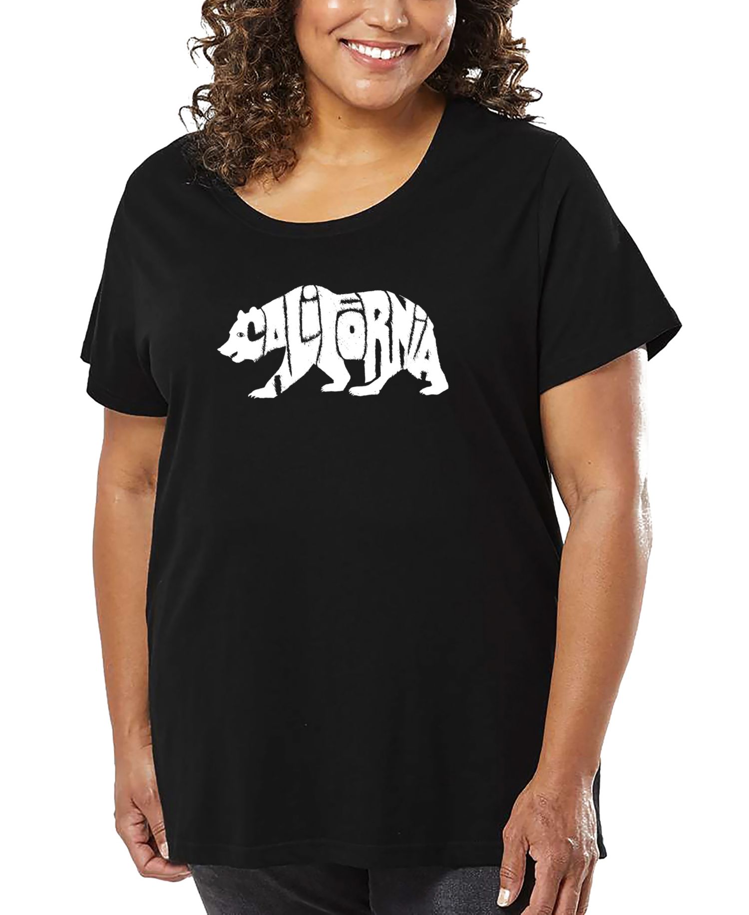 Plus Size California Bear Word Art T-Shirt
