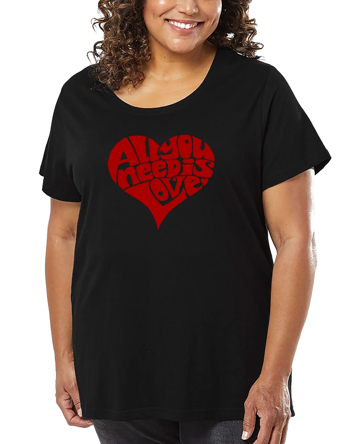 La Pop Art Plus Size All I Want For Christmas Is You Word Art V-neck T-shirt In Black