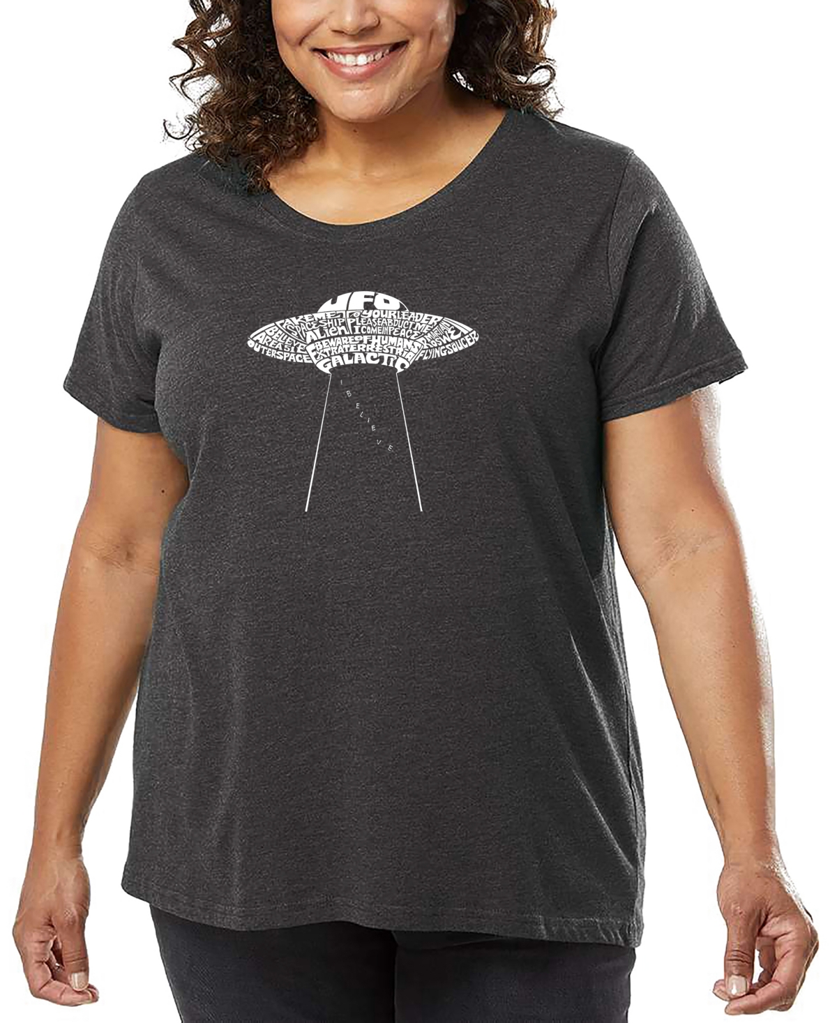 La Pop Art Plus Size Brooklyn Neighborhoods Word Art T-shirt In Gray