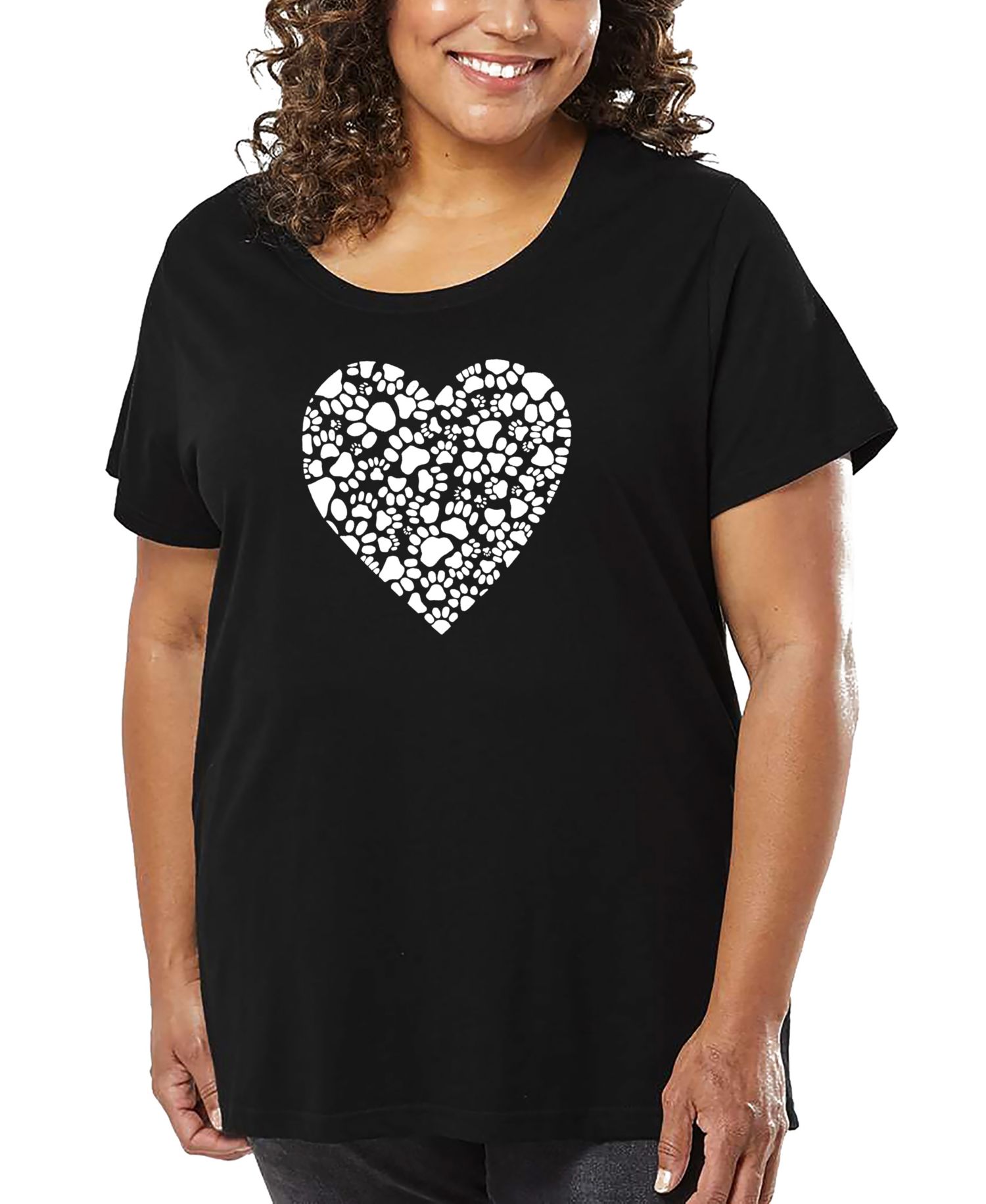 Plus Size Paw Prints Heart Art T-Shirt