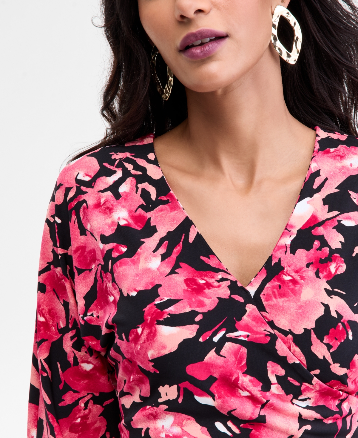 Inc International Concepts Women's Surplice-neck Dolman-sleeve Top, Macy's Exclusive In Multi