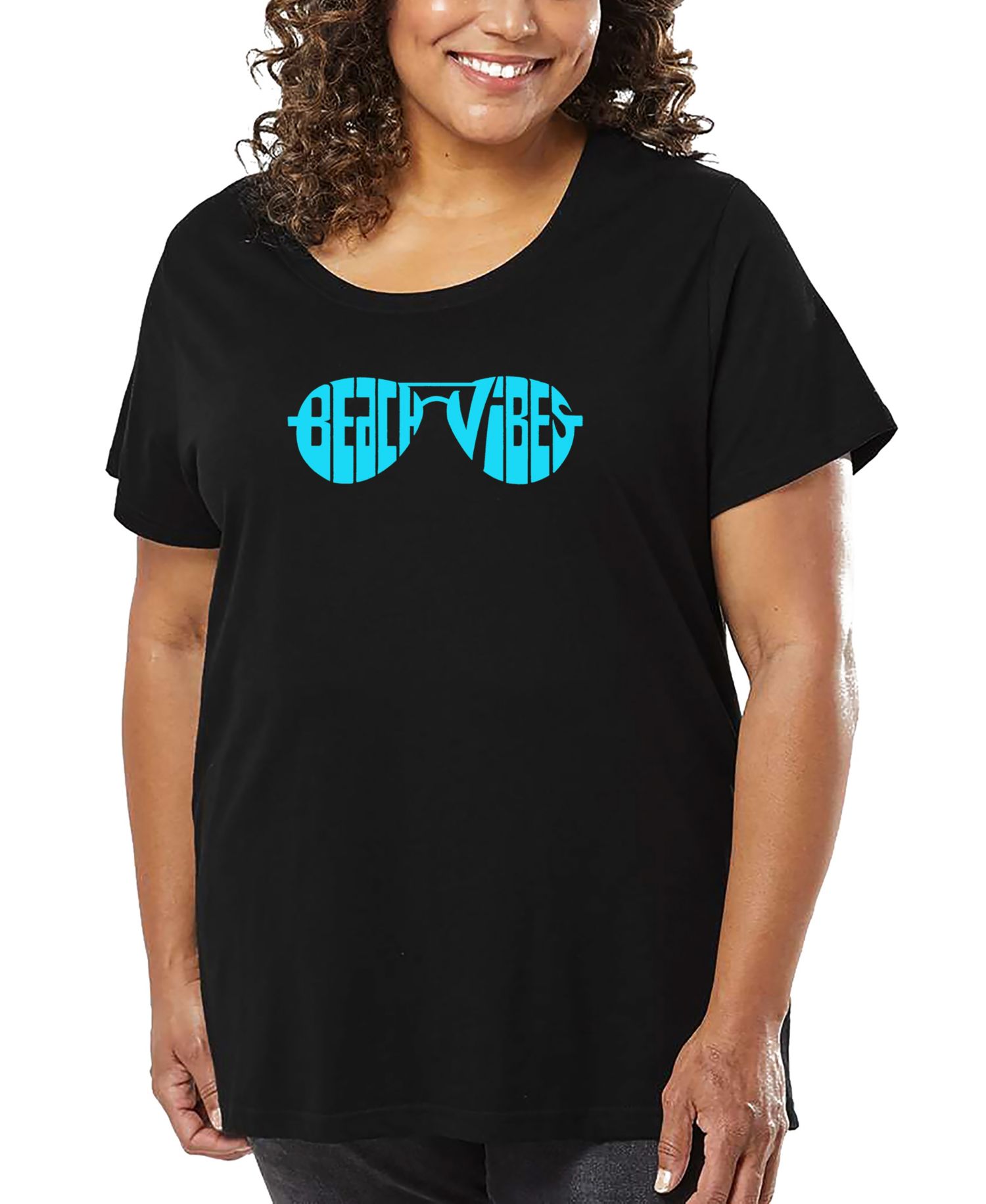 Plus Size Beach Vibes Word Art T-Shirt