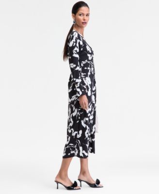 Women's Drawstring-Front V-Neck Midi Dress, Macy's Exclusive