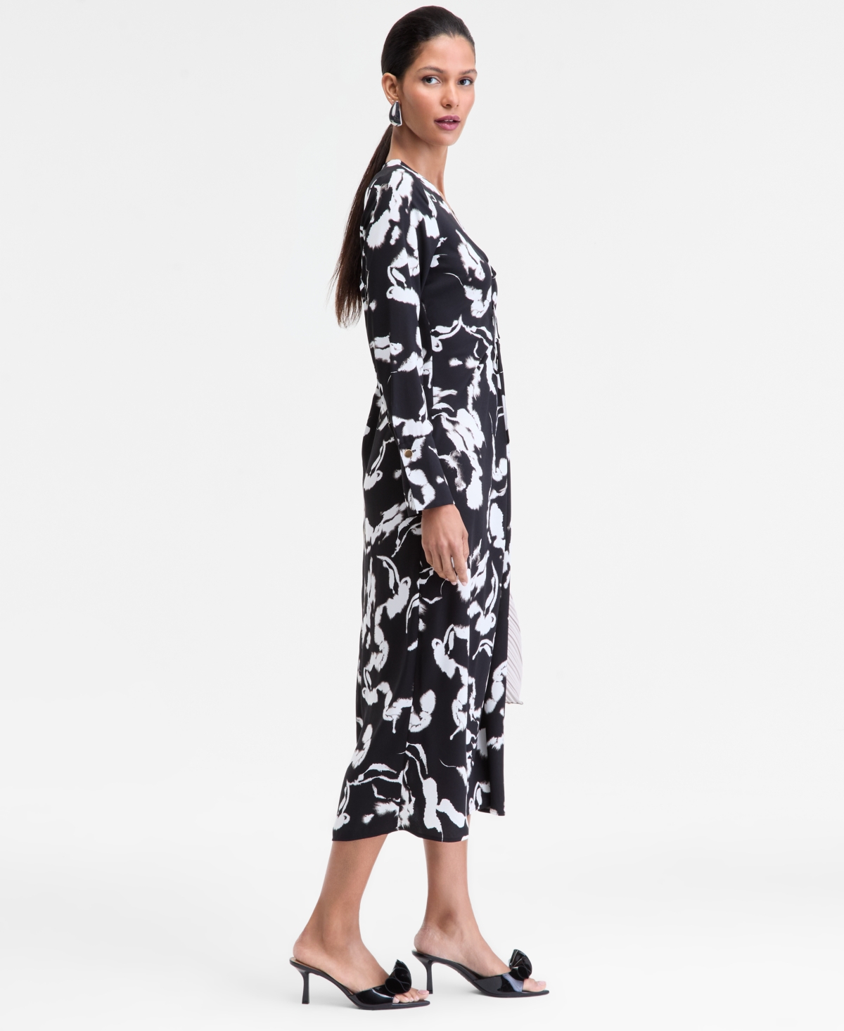 Inc International Concepts Women's Drawstring-front V-neck Midi Dress, Macy's Exclusive In Multi