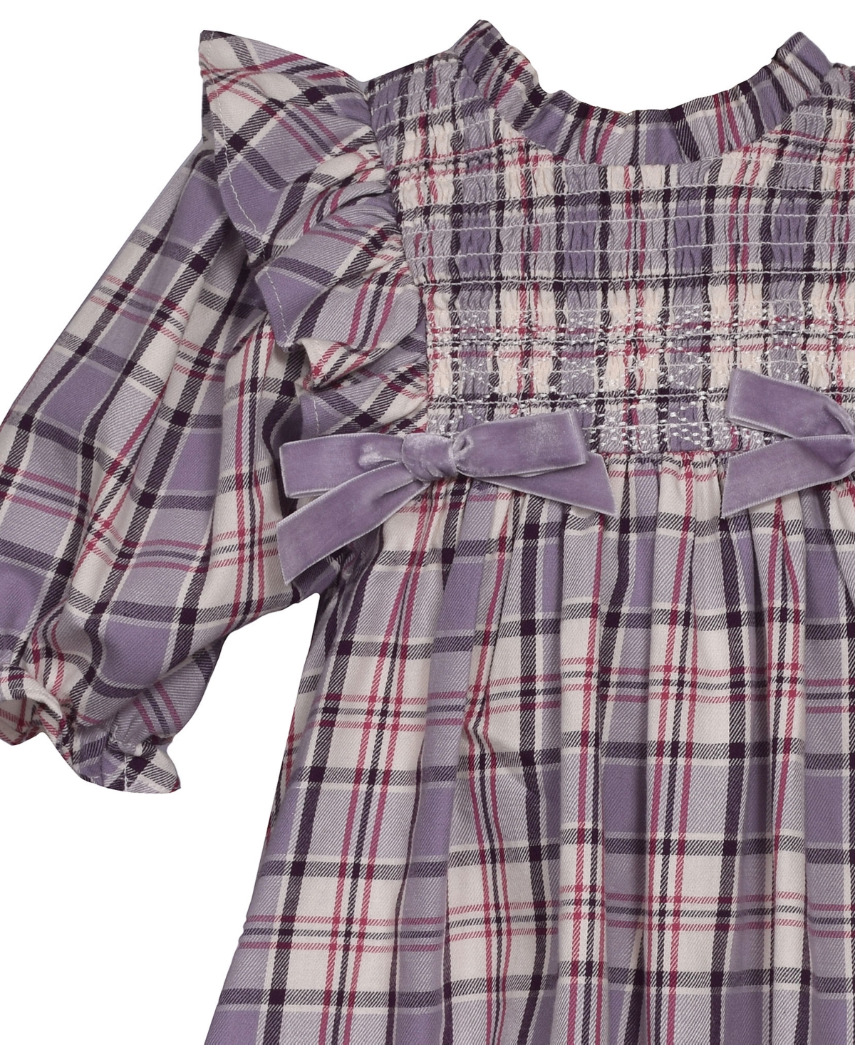 Bonnie Baby Baby Girls Smocked Plaid Dress In Purple