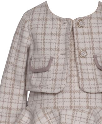 Baby Girls 2-Piece Tiered Plaid Jacket and Dress Set