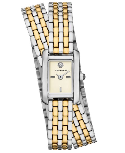 Женские часы Tory Burch The Eleanor Two-Tone Stainless Steel Double Wrap Bracelet Watch 20mm
