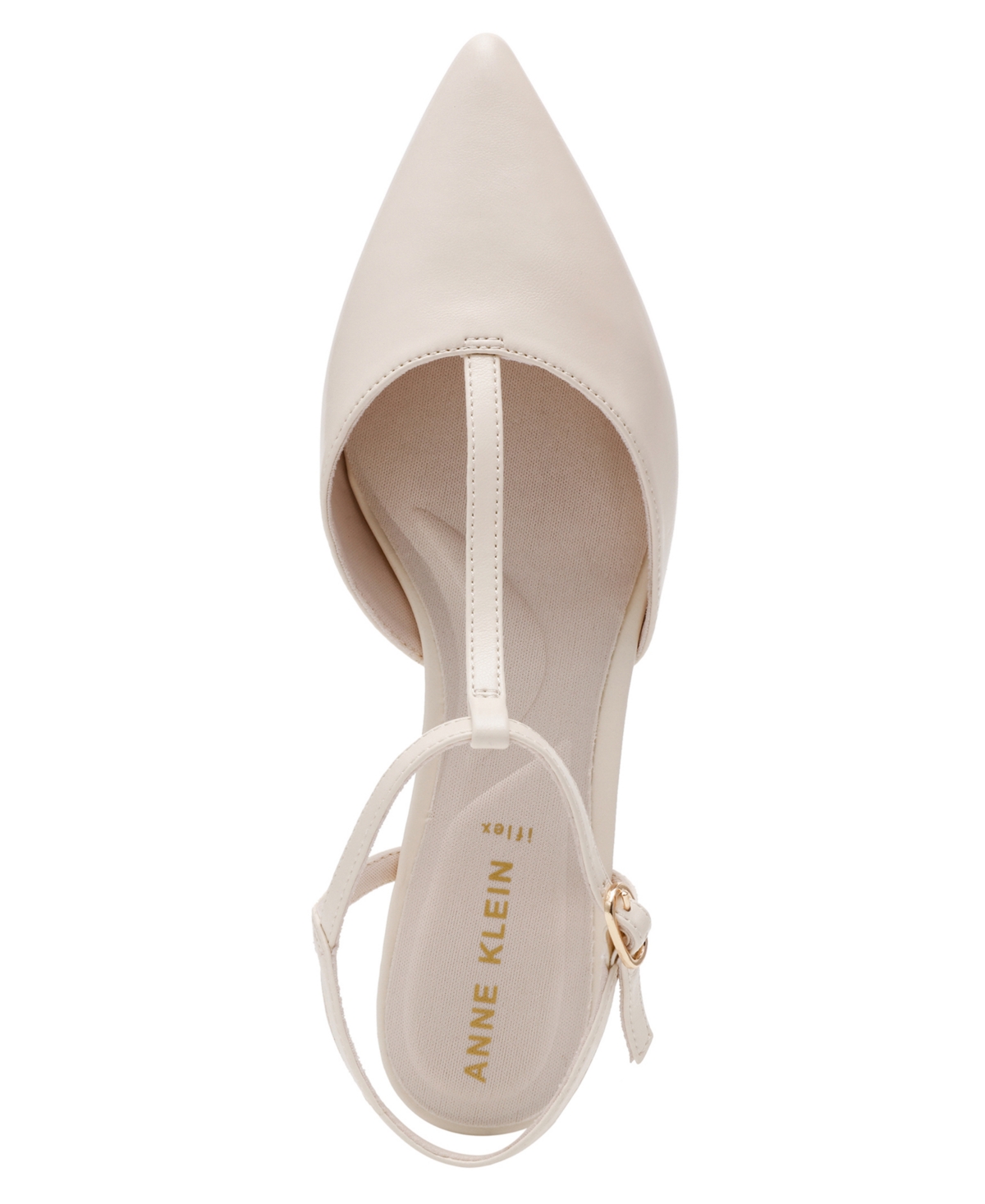 Anne Klein Emily Ankle Strap Pointed Toe Flat In Brown
