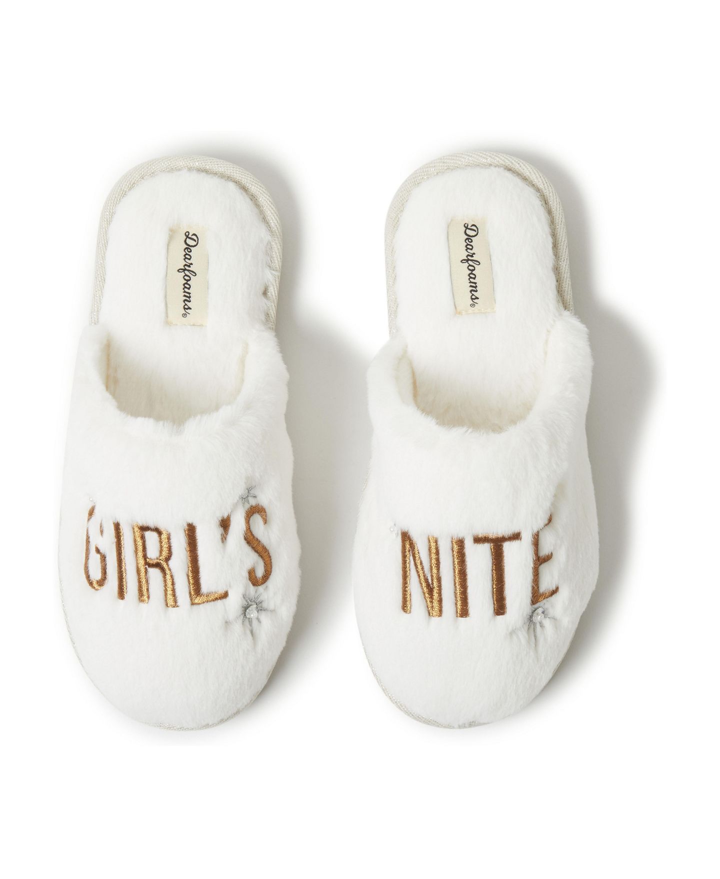 Женские тапочки Dearfoams Celebration Fuzzy Scuff House Slipper - Cheers, цвет: Алебастровый — фото 1