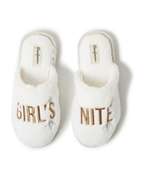 Женские тапочки Dearfoams Celebration Fuzzy Scuff House Slipper - Cheers, цвет: Алебастровый