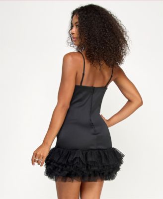 Juniors' Sleeveless Bodycon Dress with Ruffled Hem