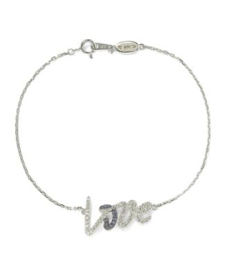 Suzy Levian Sterling Sapphire & Created Sapphire Love Script Bracelet