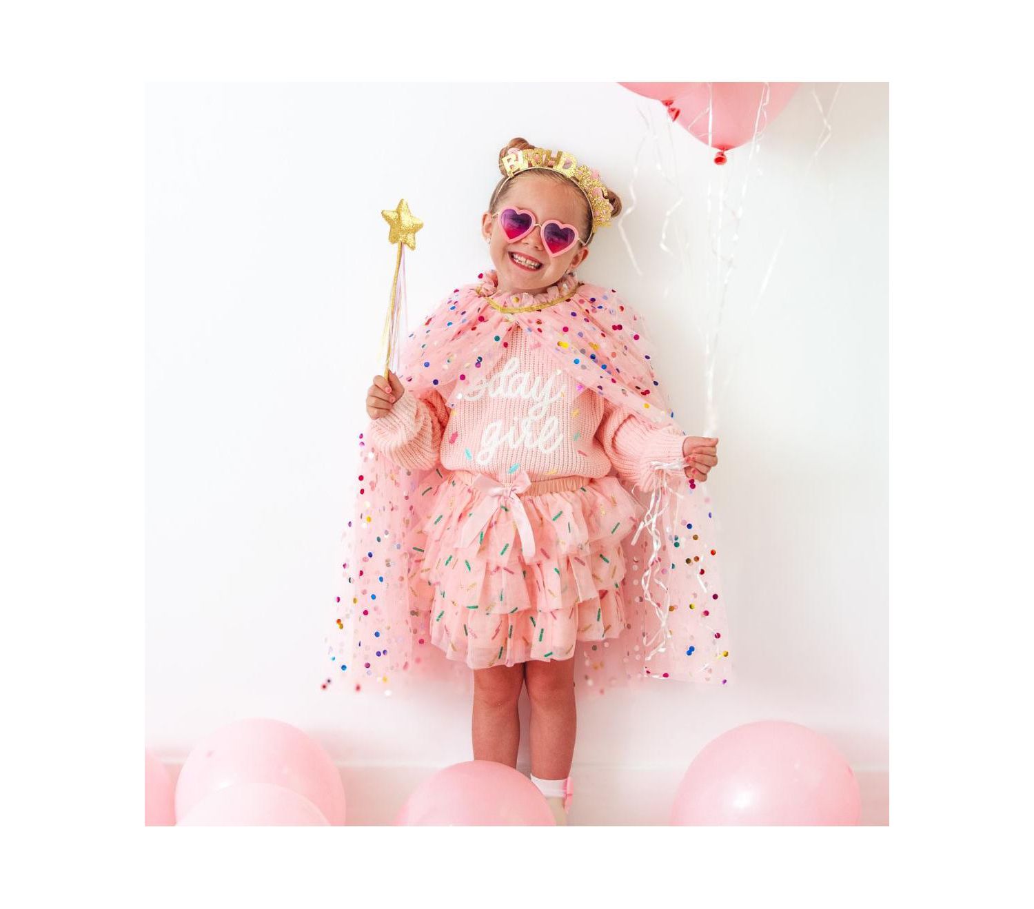 Little and Big Girls Birthday Girl Sprinkle Tiered Tutu Skirt