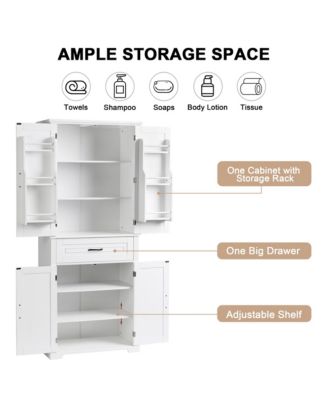 Bathroom Storage Cabinet with Doors and Drawer, Multiple Storage Spaces, Adjustable Shelf