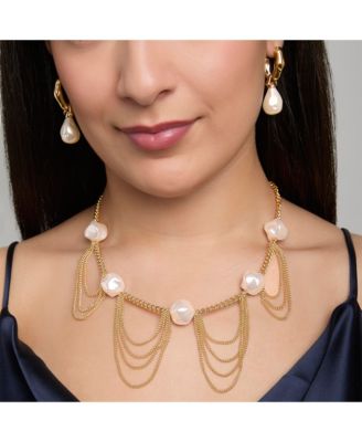 Oversized Pearl Chain Necklace