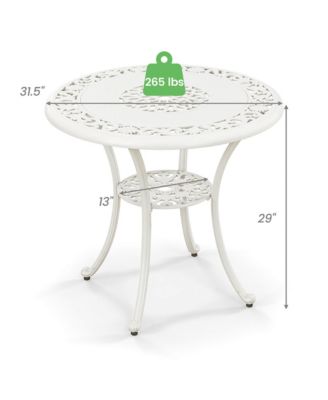 31.5'' Round Patio Dining Table for 4 w/ 2'' Umbrella Hole Outdoor Side Table